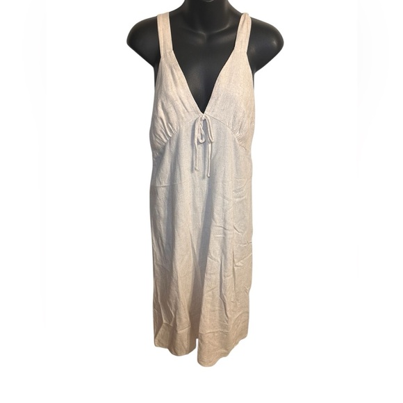 NWT linen blend Monteau cream midi dress - Picture 2 of 7